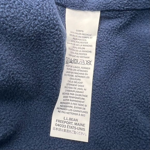 L.L. Bean Trail Model Rain Jacket Fleece-Lined Nautical Navy Size Medium Petite - Picture 10 of 13